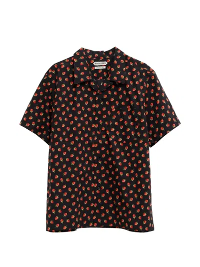 Jw Anderson W Anderson Mens Camp-collar Short-sleeve Cotton Shirt Black Red In Multi