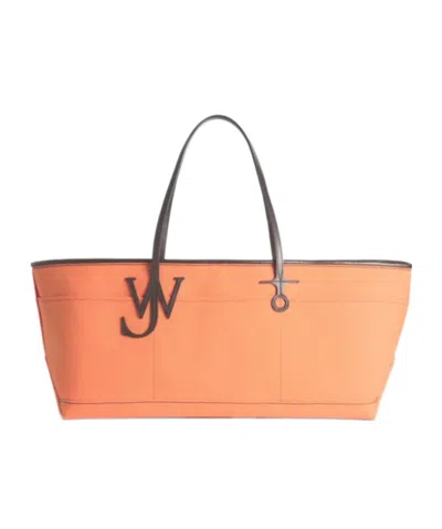 Jw Anderson Stretch Anchor Canvas  Leather Tote In Orange