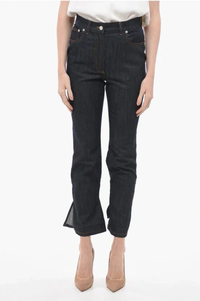 Jw Anderson Stretch Denim Slim Fit Jeans With Ankle Slit 23cm In Black