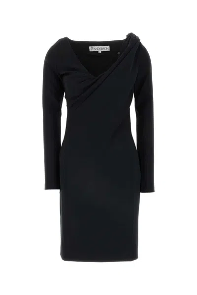 Jw Anderson Stretch Polyester Blend Mini Dress In Black