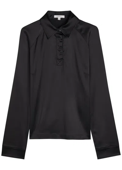 Jw Anderson Stretch-satin Polo Top In Black