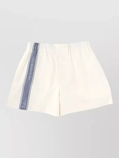 Jw Anderson Stripe Detail Shorts Featuring Back Pocket In White
