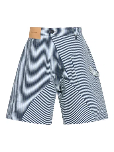 Jw Anderson Stripe Panelled Shorts In Blue