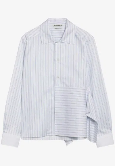 Jw Anderson Striped Asymmetric Draped Shirt In Blue