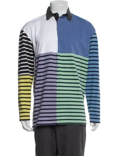 Pre-owned Jw Anderson Striped Collar Polo Shirt In Blue