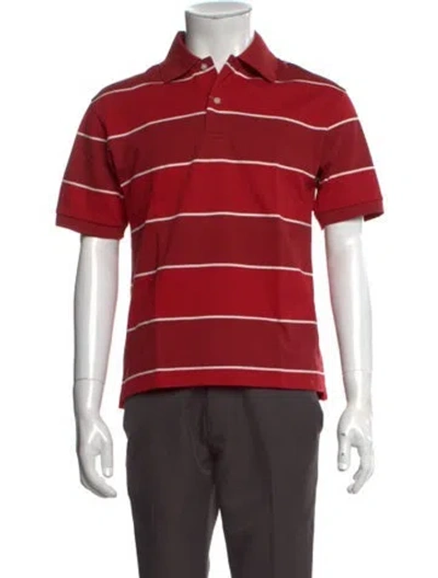 Pre-owned Jw Anderson Striped Collar Polo Shirt In Red