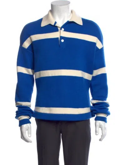 Pre-owned Jw Anderson Striped Collar Polo Sweater In Blue