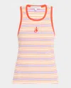 Jw Anderson Multicolor Contrast Trim Striped Tank Top In Pinkmulti