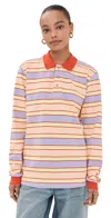 Jw Anderson Women Striped Polo Shirt With Contrast Trims In Pink/multi