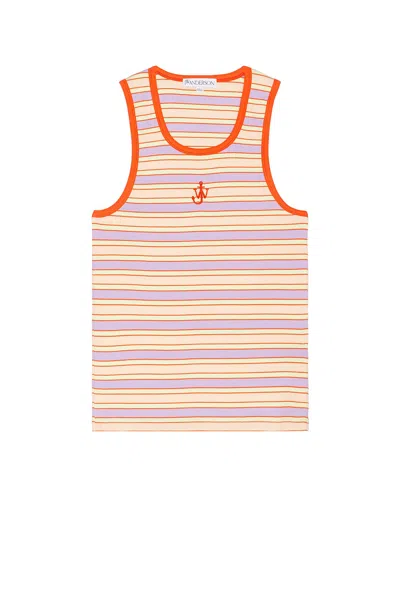 Jw Anderson Striped Contrast Trim Vest In Pink & Multi