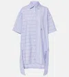 Jw Anderson J. W. Anderson Patchwork Cotton Shirt Dress With Asymmetric Hem In Blue