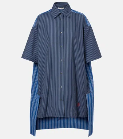 Jw Anderson Striped Cotton Poplin Shirt Dress In Blue