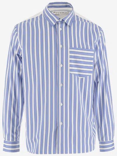 Jw Anderson Striped Cotton Shirt In Blue