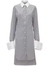 Jw Anderson Striped Cotton Shirt Dress In White