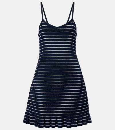 Jw Anderson Striped Cotton-blend Minidress In Blue