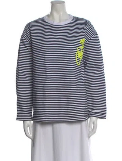 Pre-owned Jw Anderson Striped Crew Neck Sweater In White