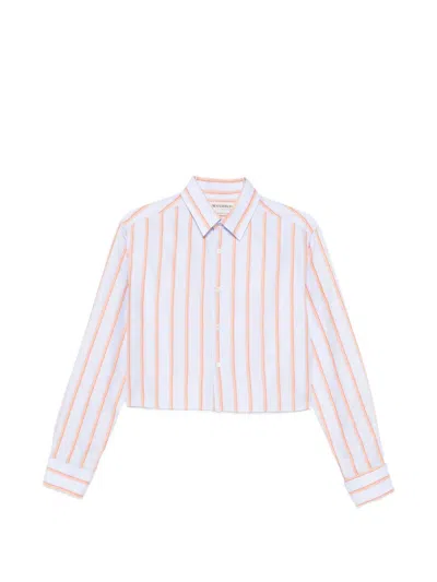 Jw Anderson Striped Cropped Shirt In Pink