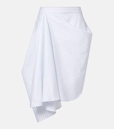 Jw Anderson Striped Draped Cotton Poplin Miniskirt In White
