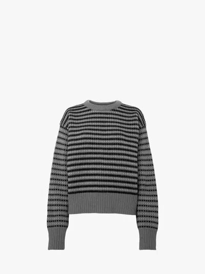 Jw Anderson Striped Jacquard Sweater In Grey