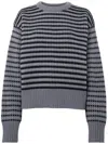 Jw Anderson Striped-jacquard Wool Sweater In Grey