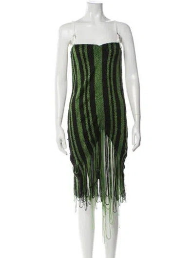 Pre-owned Jw Anderson Striped Knee-length Dress In Black