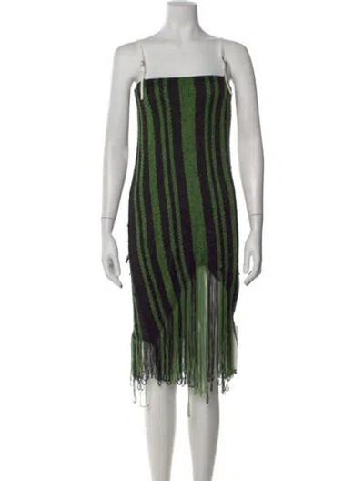 Pre-owned Jw Anderson Striped Knee-length Dress In Green