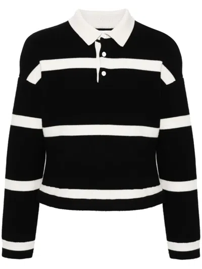 Jw Anderson Striped Knitted Jumper In Black