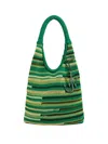 Jw Anderson Striped Knitted Shoulder Bag In Green