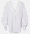 Jw Anderson V-neck Lace Trim Shirt In White