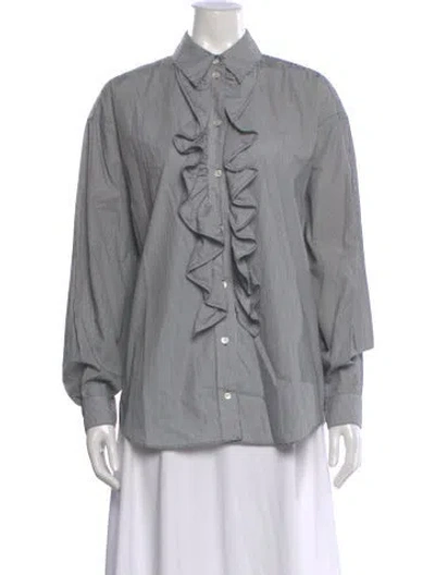 Pre-owned Jw Anderson Striped Long Sleeve Blouse In Black