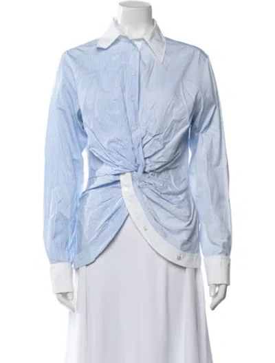 Pre-owned Jw Anderson Striped Long Sleeve Button-up Top In Blue