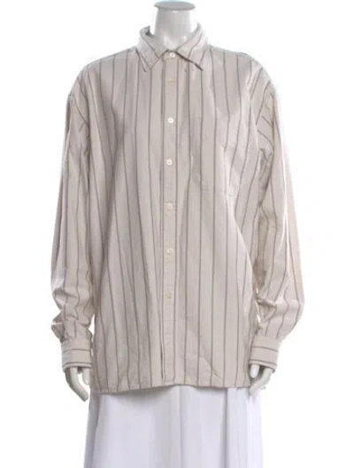 Pre-owned Jw Anderson Striped Long Sleeve Button-up Top In Neutral