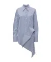 Jw Anderson Deconstructed Asymmetric Stripe Cotton Blend Button-up Shirt In Blue