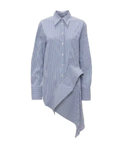 JW ANDERSON JW ANDERSON STRIPED LONG-SLEEVED ASYMMETRIC DRAPED SHIRT