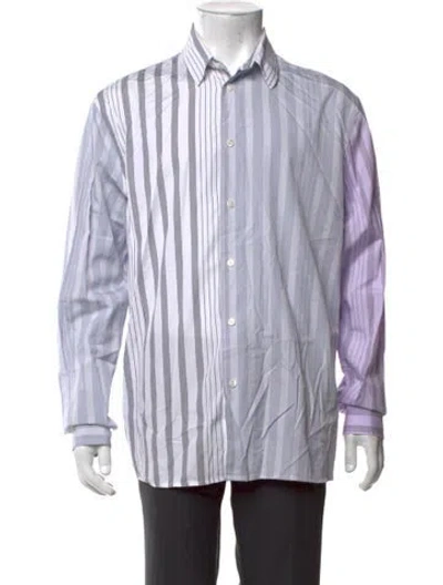 Pre-owned Jw Anderson Striped Long Sleeve Dress Shirt W/ Tags In White