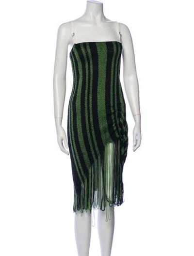 Pre-owned Jw Anderson Striped Midi Length Dress In Green