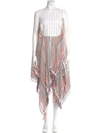Pre-owned Jw Anderson Striped Midi Length Dress In White