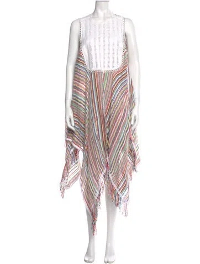 Pre-owned Jw Anderson Striped Midi Length Dress In White