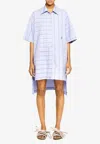 Jw Anderson J. W. Anderson Patchwork Cotton Shirt Dress With Asymmetric Hem In Blue