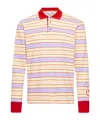 Jw Anderson Men Multicolor Polo Shirt With Logo Embroidery On The Sleeve And All-over Striped Motif  In Nude