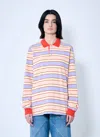 Jw Anderson Women Striped Polo Shirt With Contrast Trims In Purple