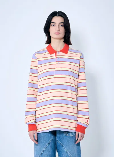 JW ANDERSON STRIPED POLO SHIRT WITH CONTRAST TRIMS