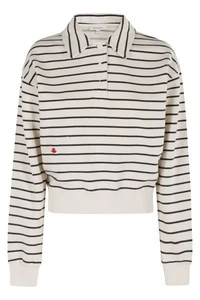 JW ANDERSON STRIPED POLO SWEATSHIRT WITH CROPPED SILHOUETTE