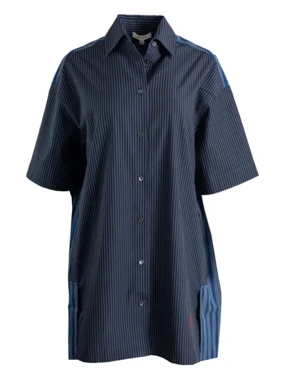 Jw Anderson Striped Shirt Mini Dress In Blue