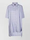 Jw Anderson J. W. Anderson Patchwork Cotton Shirt Dress With Asymmetric Hem In Blue