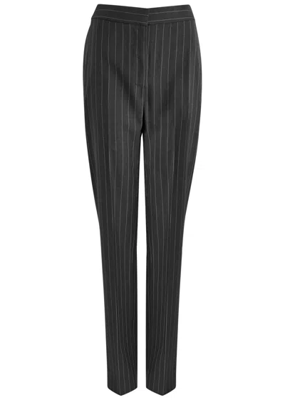Jw Anderson Striped Slim-leg Wool Trousers In Mid Grey