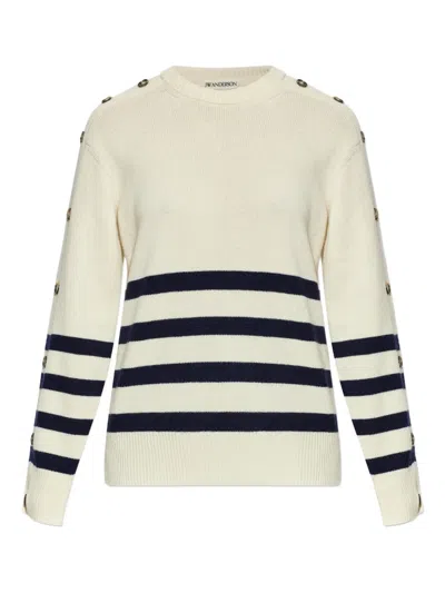 Jw Anderson Striped Sweater In Neutral
