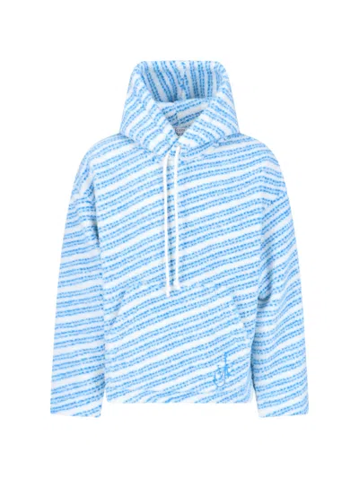 Jw Anderson Striped Sweatshirt In Clear Blue