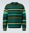 Jw Anderson Stripe Extrafine Merino Wool Sweater In Green