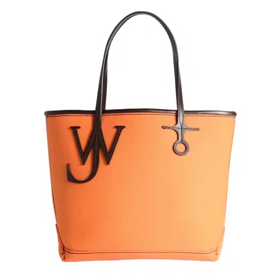 Jw Anderson Structured Cotton Canvas Tote Bag In Orange